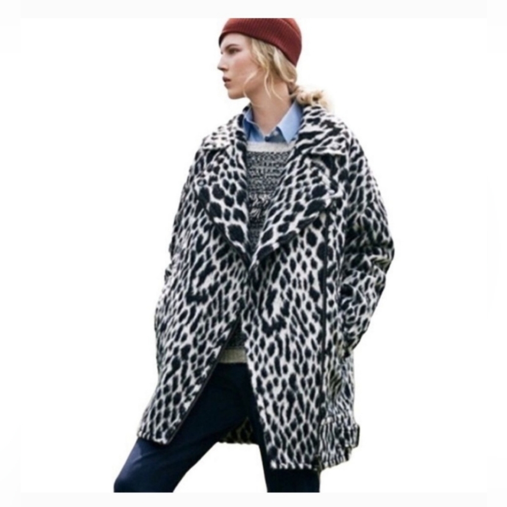 Banana Republic Cocoon Moto Oversized Jacket Alpaca/Italian Wool Blend Size S